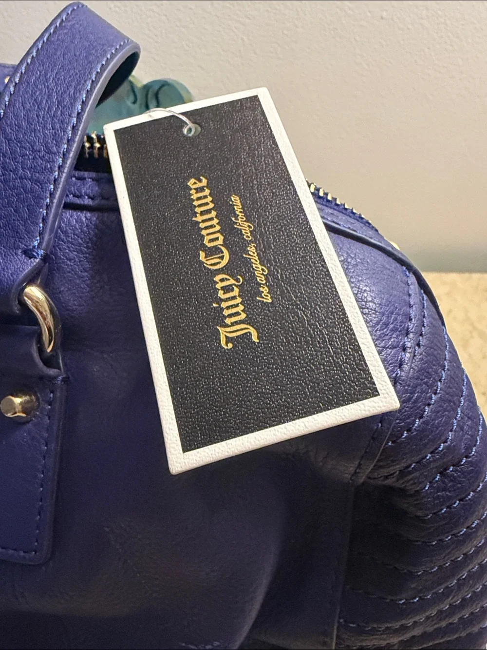 Juicy Couture Blue Leather Satchel with Heart Lock
